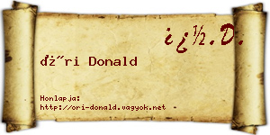 Őri Donald névjegykártya
